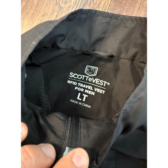 SCOTTeVEST RFID Travel Utility Tec Vest Mens LT Black Full Zip Pockets Hooded - Picture 2 of 10